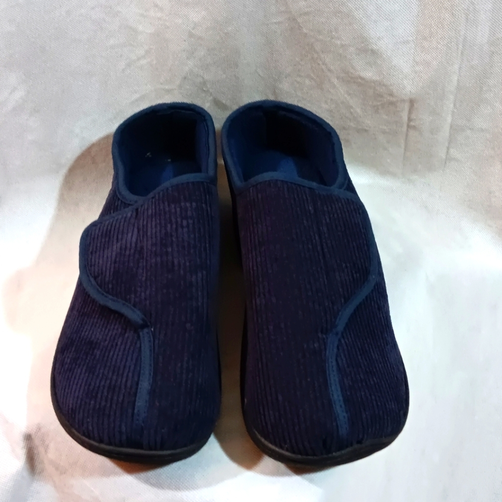 LongBay Mens 12 Navy Slippers Memory Foam Diabetic Comfy Warm Plush Arthritis